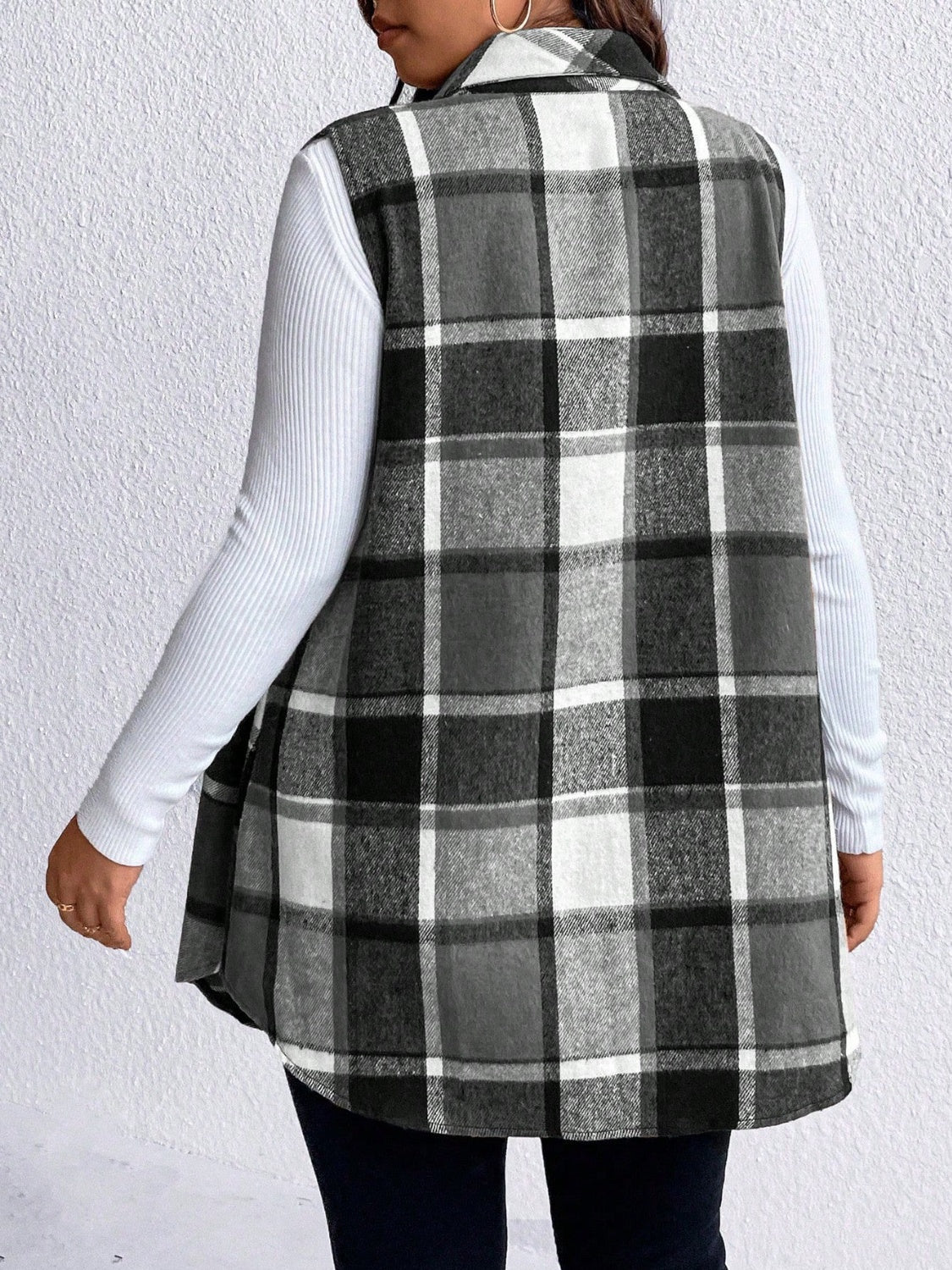 Plaid Button Up Vest Coat