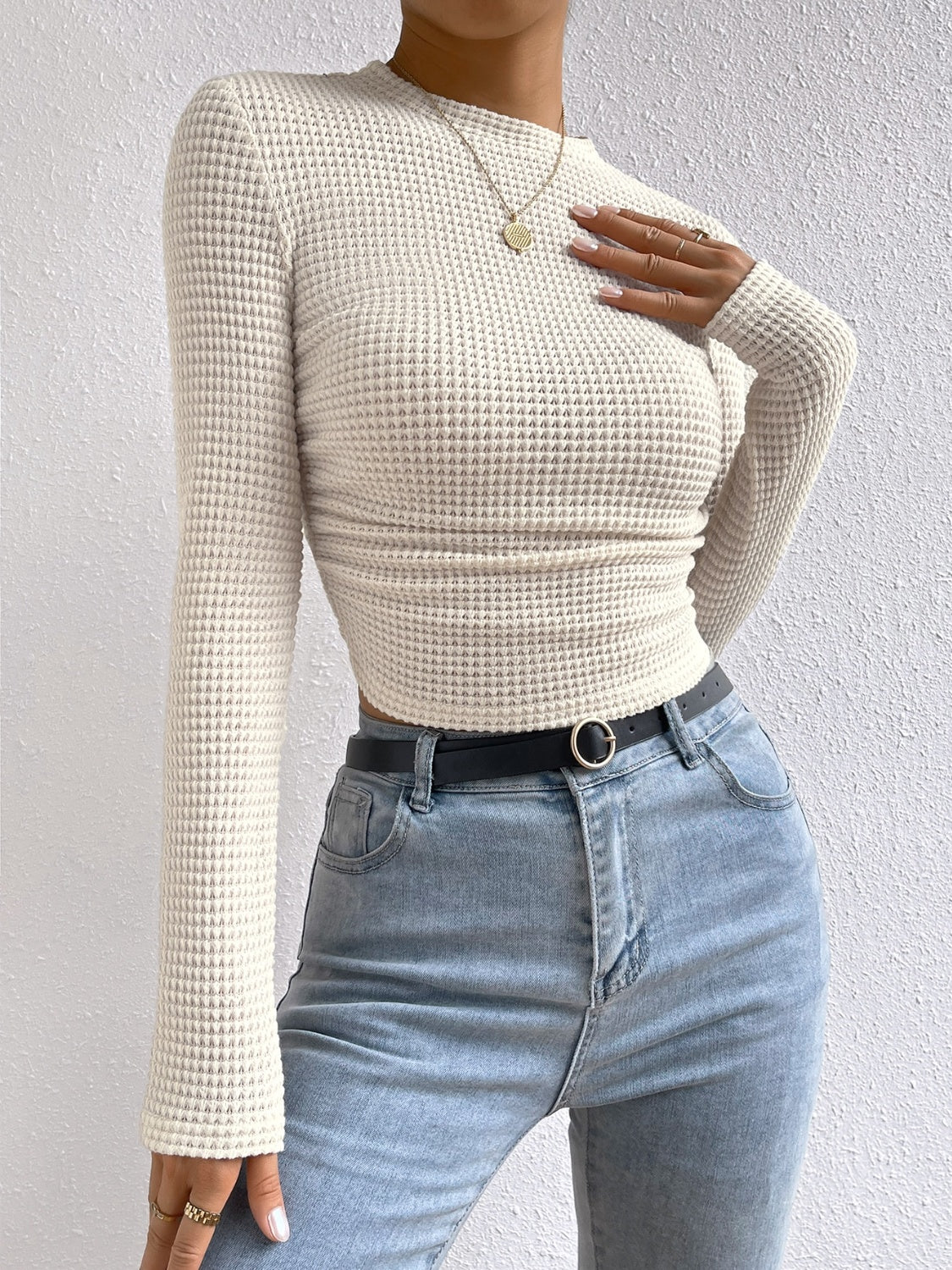 Honey Round Neck Long Sleeve T-Shirt