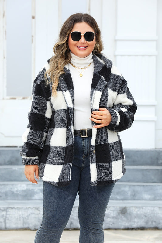 Plaid Button Up Hooded Jacket