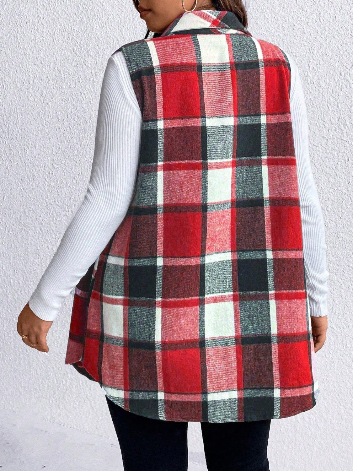 Plaid Button Up Vest Coat